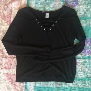 Lace front crop top